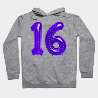 Purple 16th Birthday Metallic Helium Balloons Numbers Hoodie